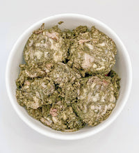 Load image into Gallery viewer, Raw Tripe &amp; Trachea organ blend in a white dog food bowl; a natural source digestive enzymes, probiotics, glucosamine, &amp; chondroitin for dogs.
