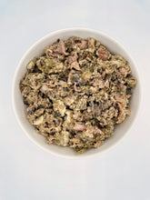 Load image into Gallery viewer, Raw Tripe &amp; Trachea organ blend in a white dog food bowl against white background
